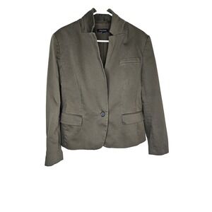 Ann Taylor Olive Green One‎ Button Blazer Women's Size 16 Career Jacket